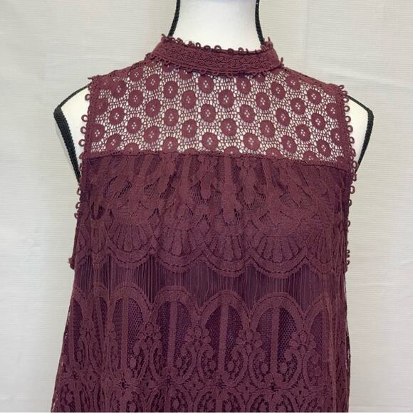 Altar’d State Women’s Burgundy Lace Sleeveless Dress with Button Back - Size M - Picture 4 of 10